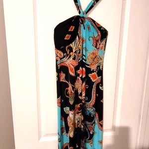 Sleeveless Midi Length Bodycon Paisley Geometric Print Dress Size Small